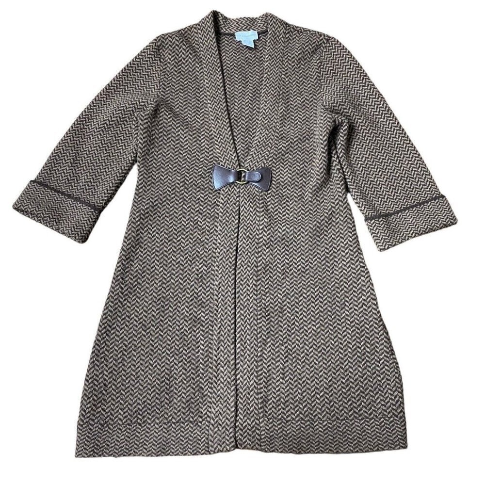 Soft Surroundings Beaufort Sweater Wool Angora Brown Knit Cardigan Duster